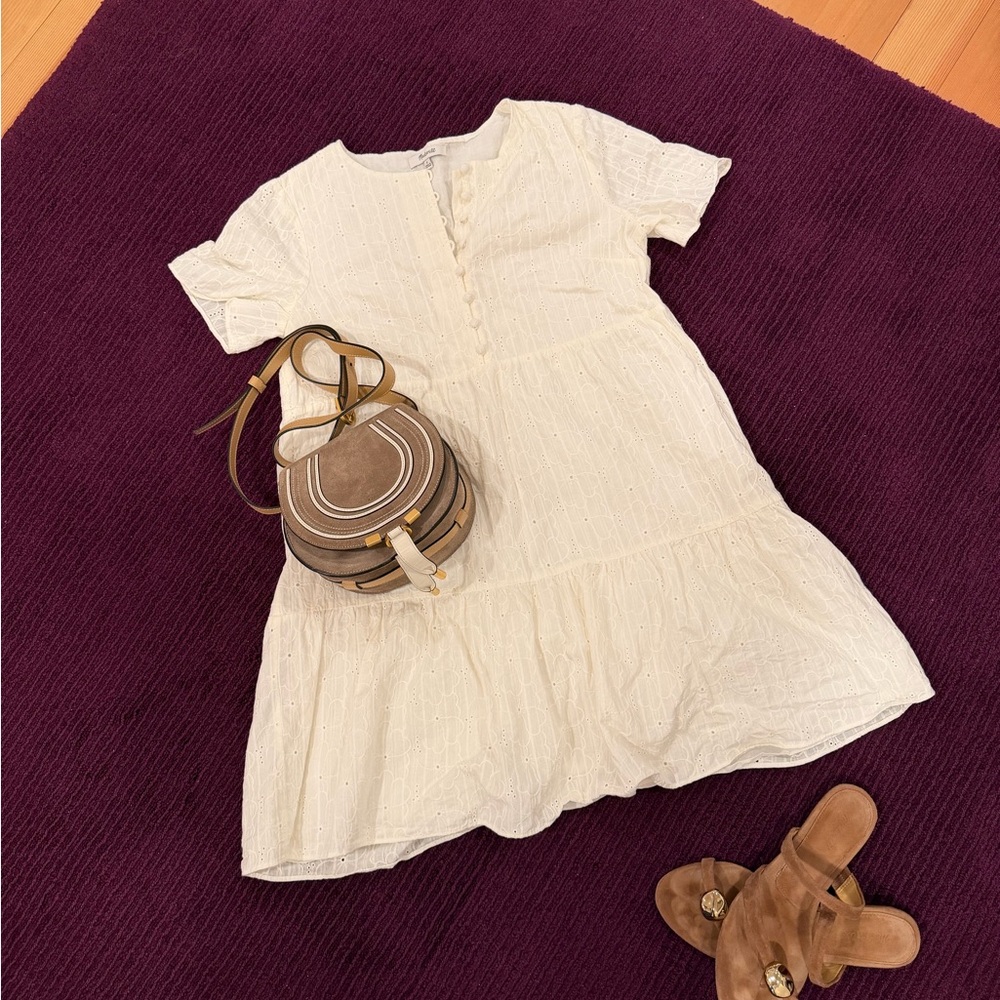 Madewell Ivory Eyelet Button-Front Dress